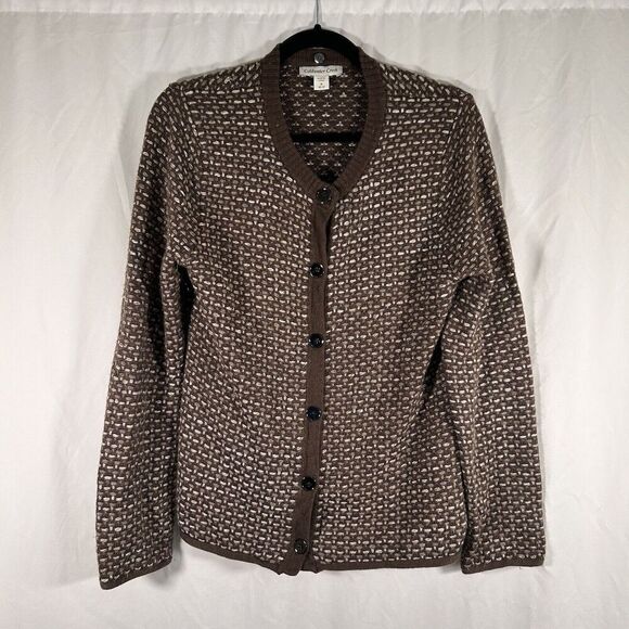 Coldwater Creek Wool Blend Cardigan Women's Medium Brown Button Up Long Sleeve - Picture 1 of 9
